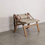 Danish Armchair with Canvas and Leather Straps, 20th Century