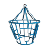 Suspension cage lamp in turquoise metal