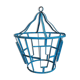 Suspension cage lamp in turquoise metal