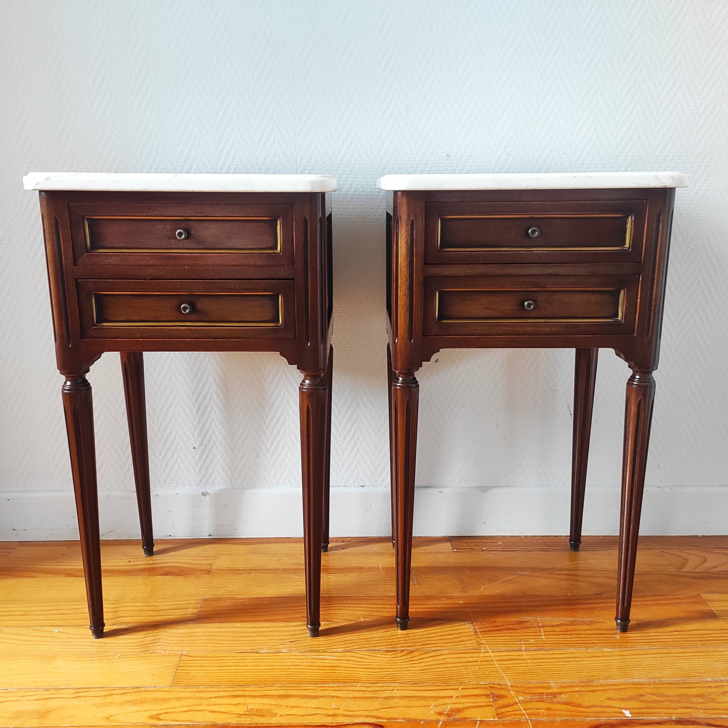 Pair of Louis XVI style bedside tables