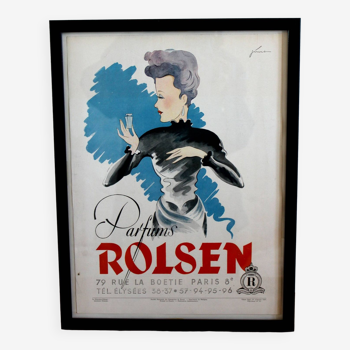 Affiche parfum Rolsen originale 1940 pub