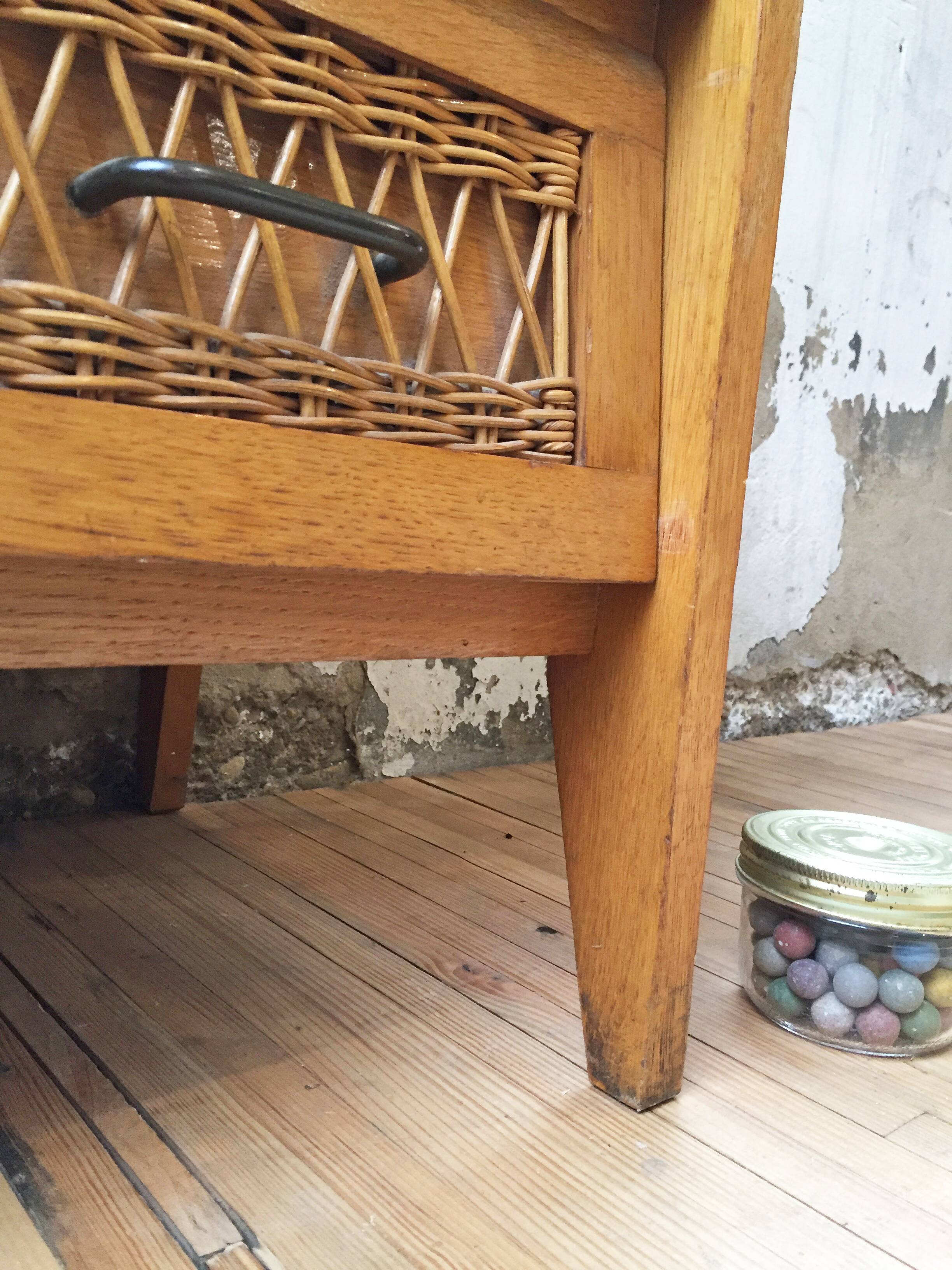 Commode vintage en rotin