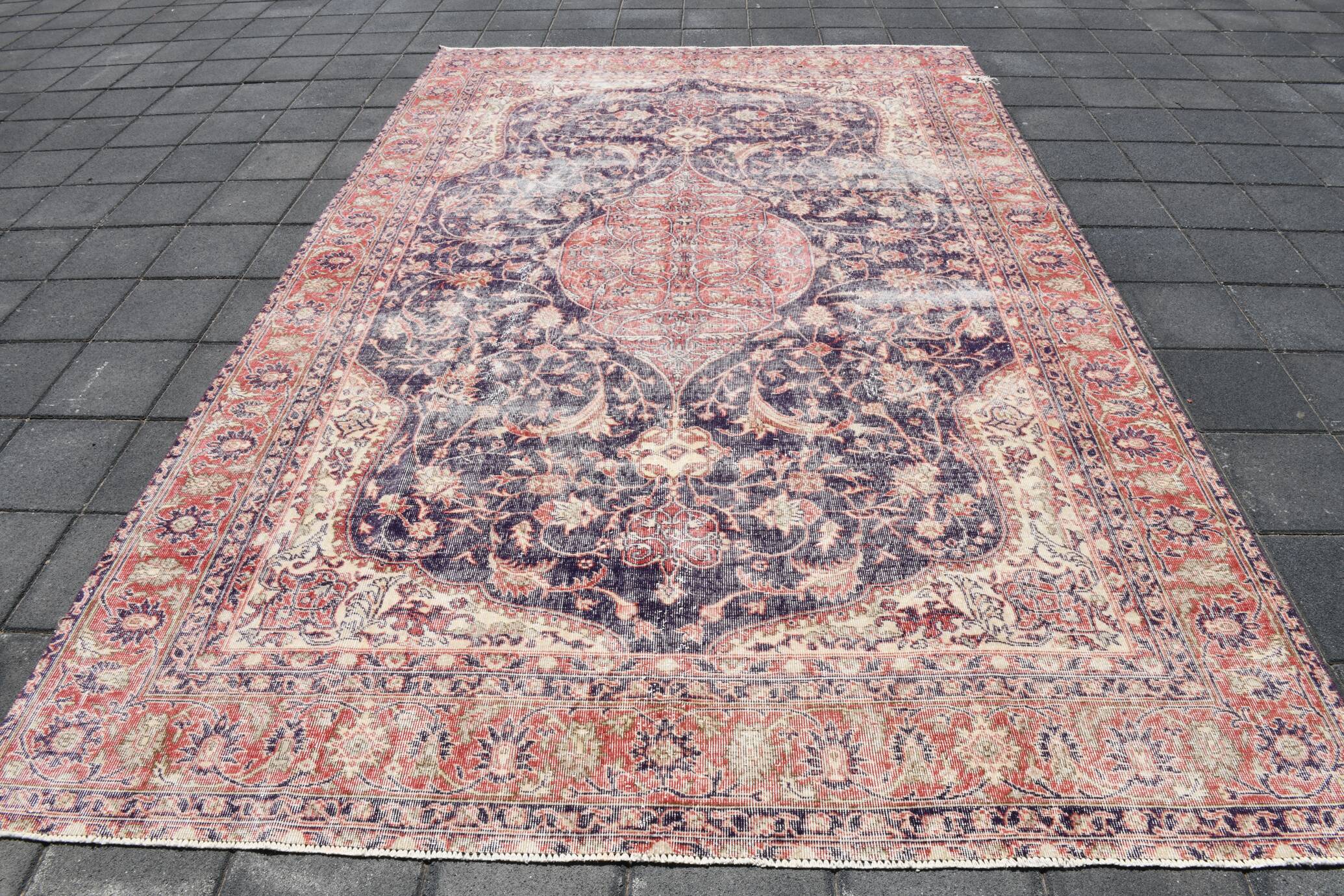 Navy Blue Orientel Style Vintage Persian Rug, 228x338 Cm