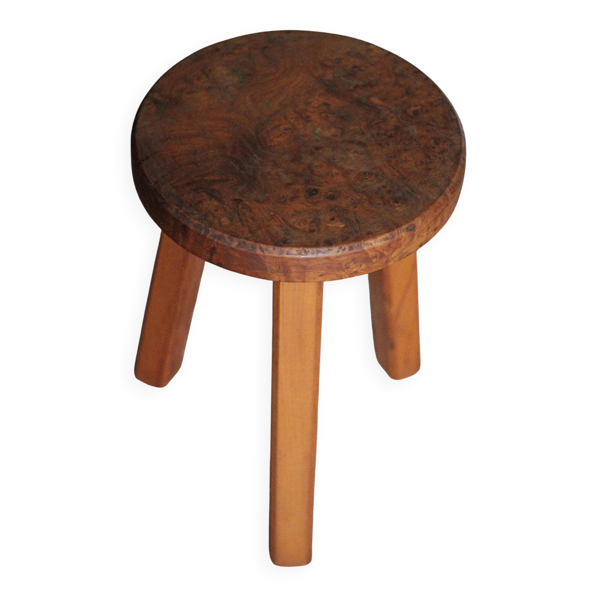 Vintage stool, handcrafted wooden stool, brutalist style, plant stand