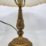 Arum table lamp with metal base and white pink glass lampshade 1970 Vintage