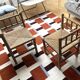 1950s turned wood corner chairs