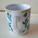 Set of vintage DPR mugs – blue and green floral design – h9 x d7.5 cm