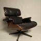 Lounge Chair in Black Leather attributed to Charles Eames for Herman Miller, 1956