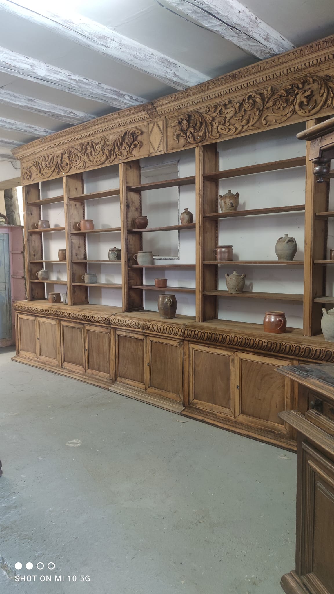Large natural wood bookcase late nineteenth