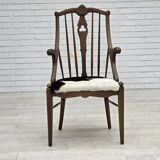 1960s, Danish high-backed armchair, reupholstered, furniture cowhide, oak.