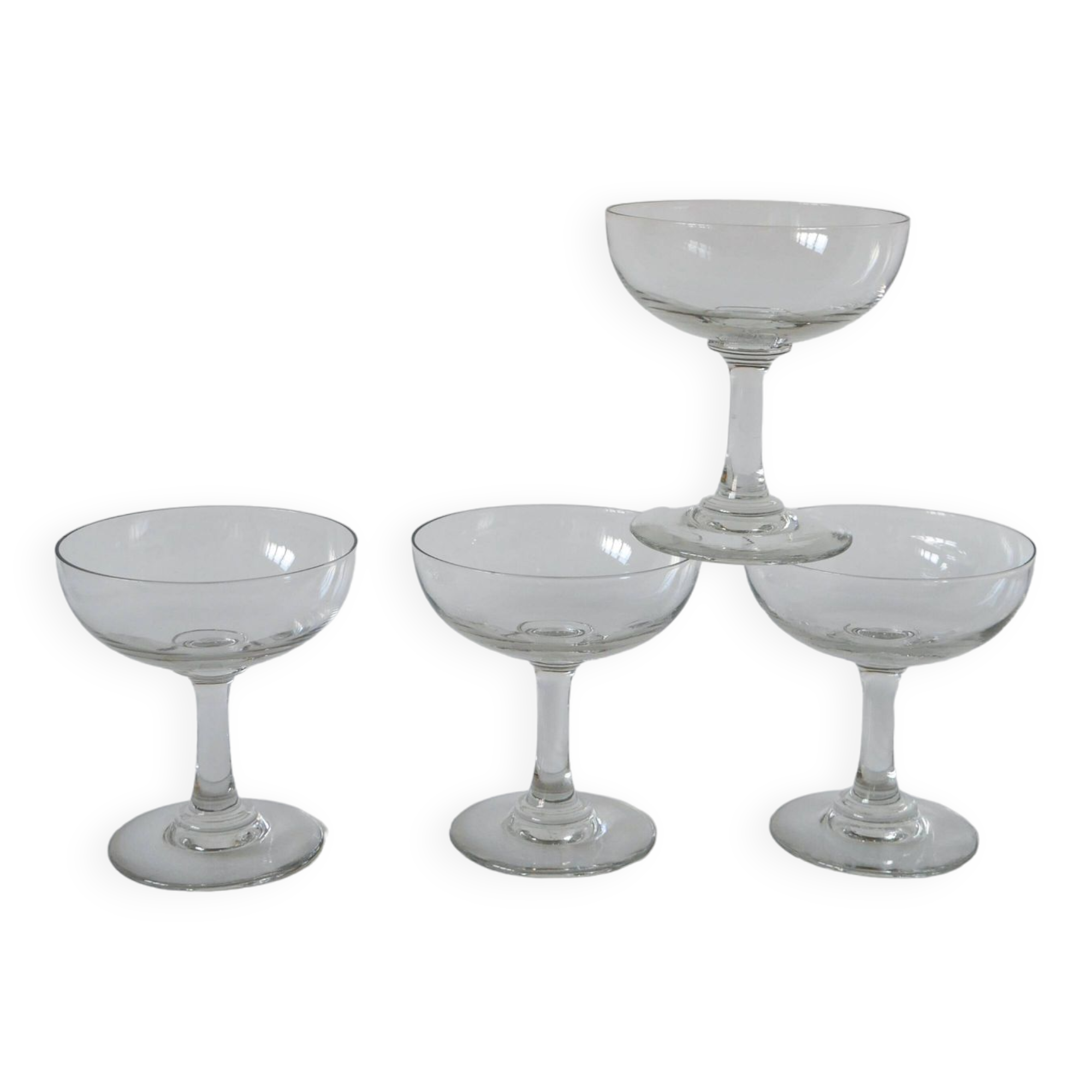 set of 4 large crystal champagne glasses 1920 11 x 10 cm