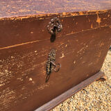 19th-century curved antique wooden chest