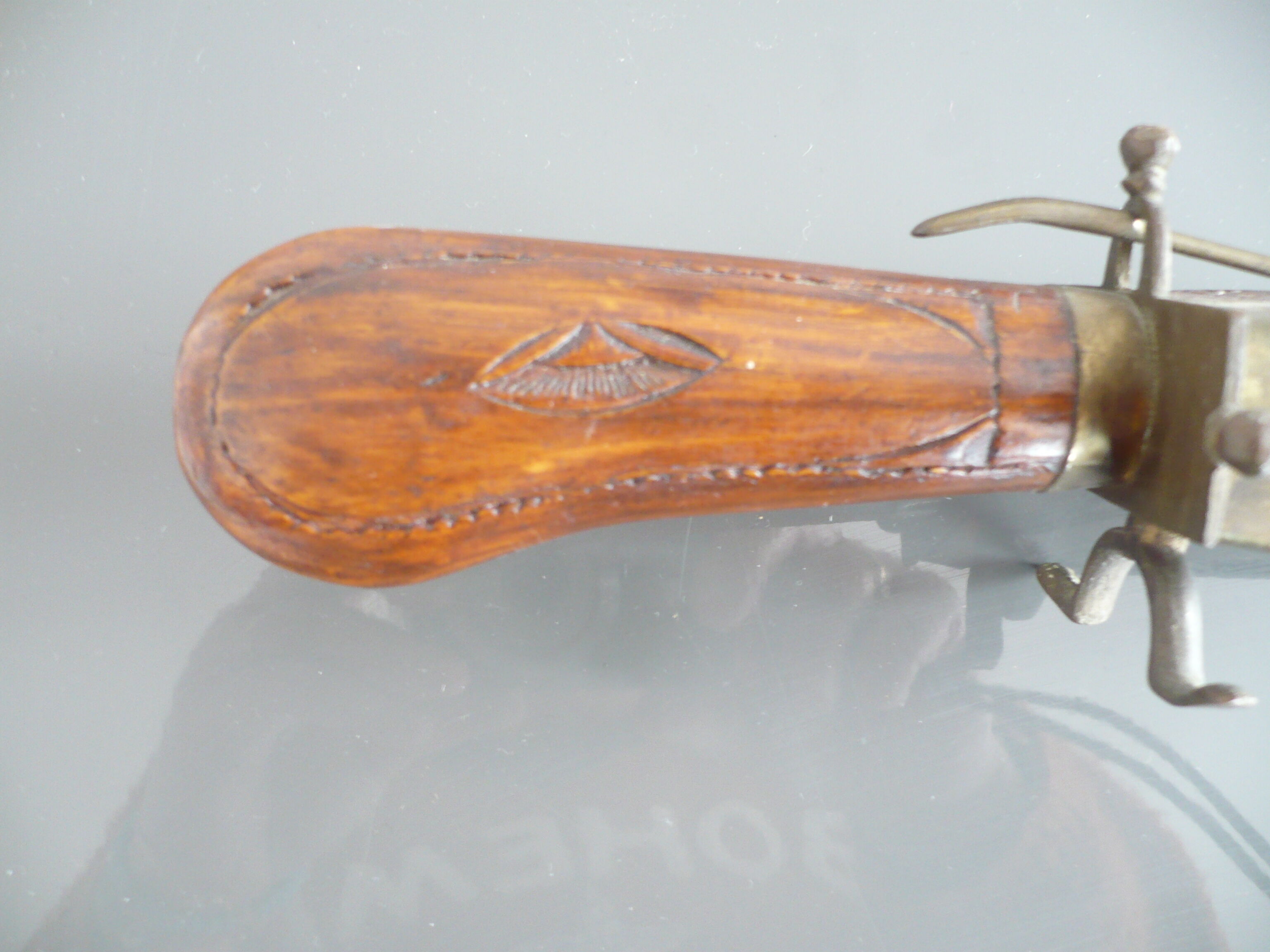 Carved kitchen knife and fork from India