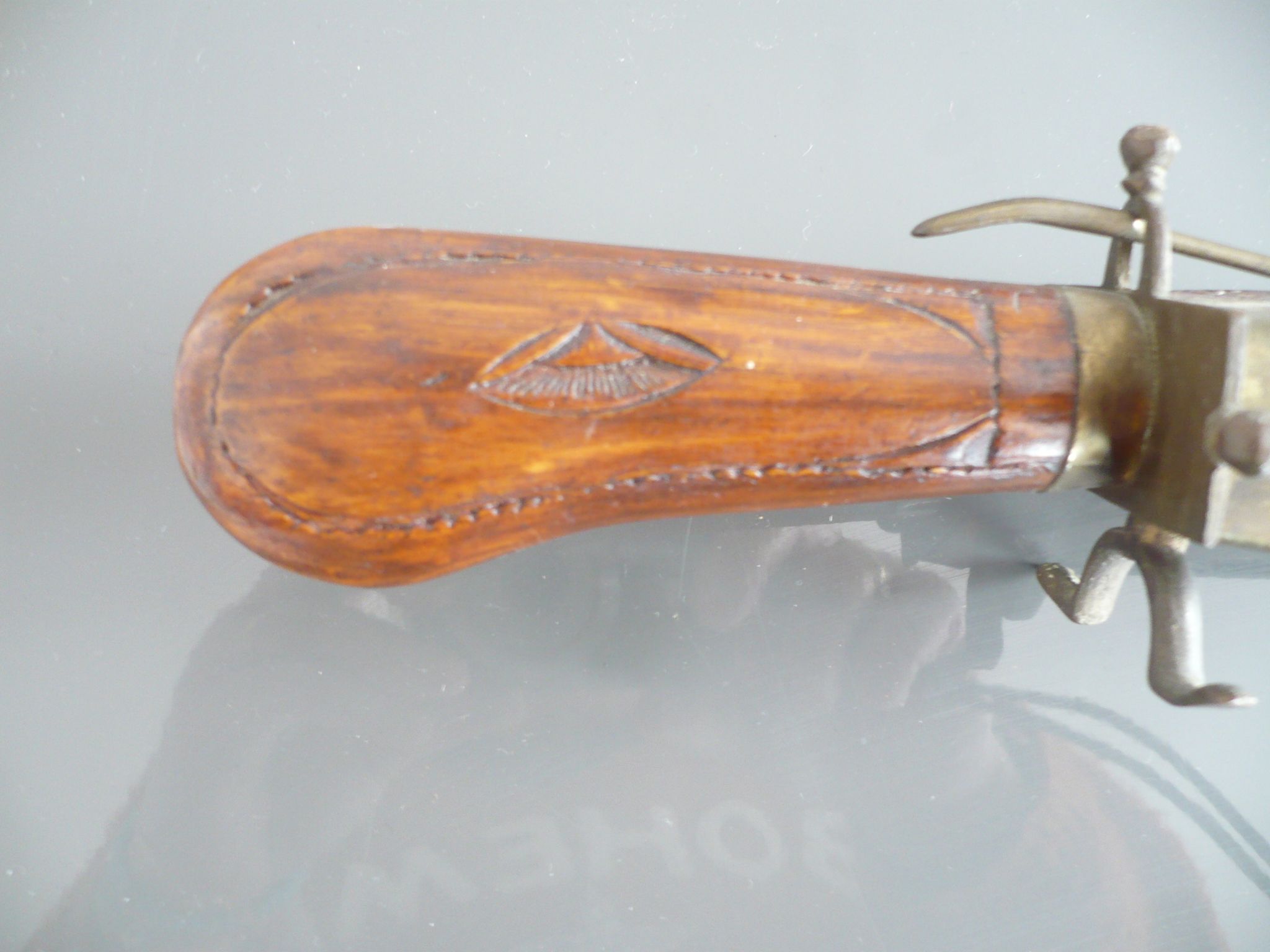 Carved kitchen knife and fork from India