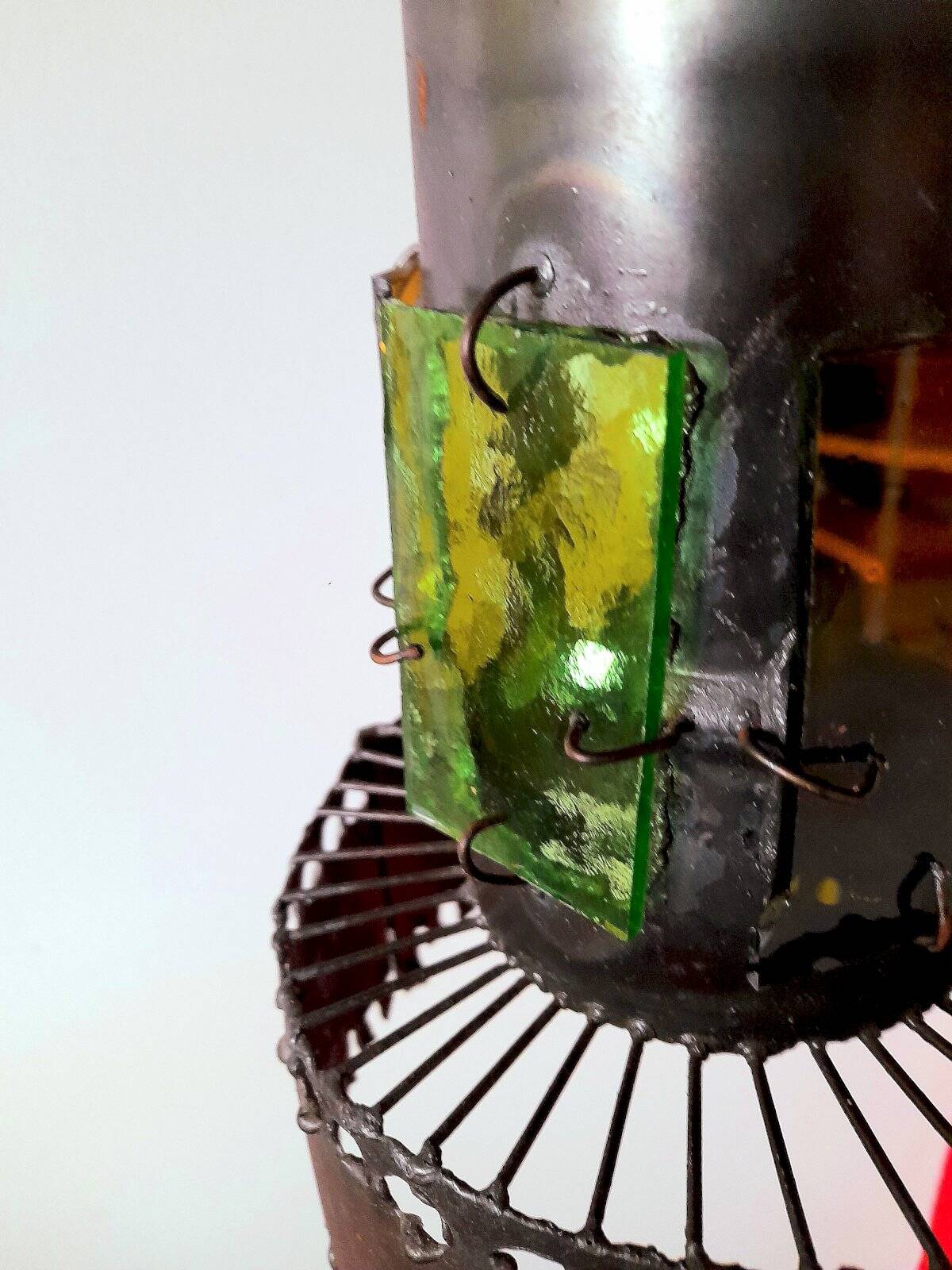 Brutalist suspension light 1960 industrial metal/glass