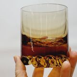 Verreries lorraines cristal set of 6 thick amber whiskey glasses vintage design