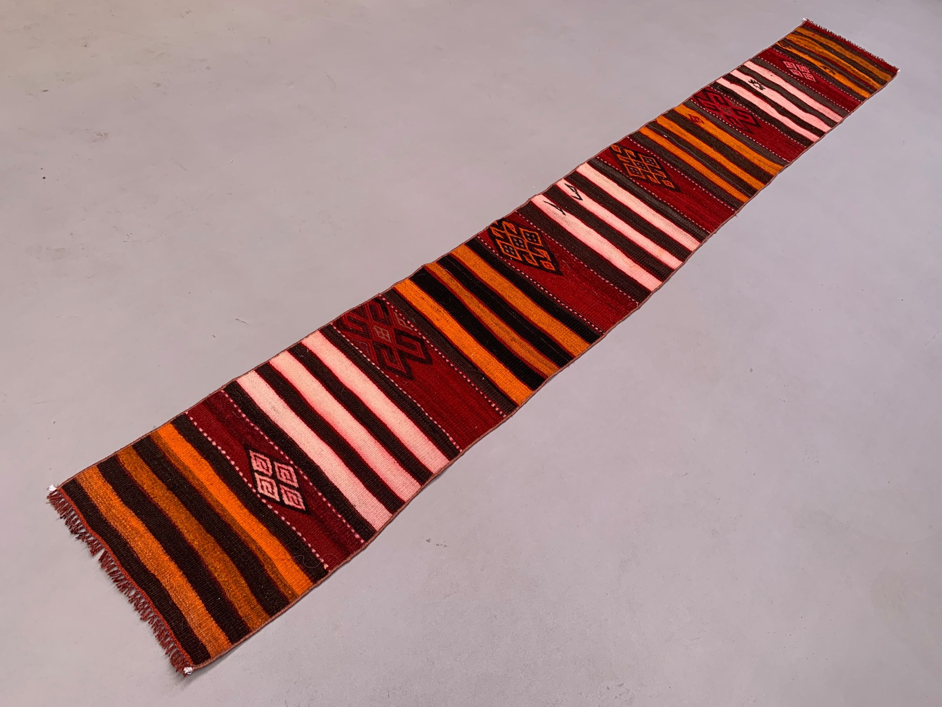 Old Turkish narrow Kilim Runner 362x45 cm shabby chic, vintage kelim