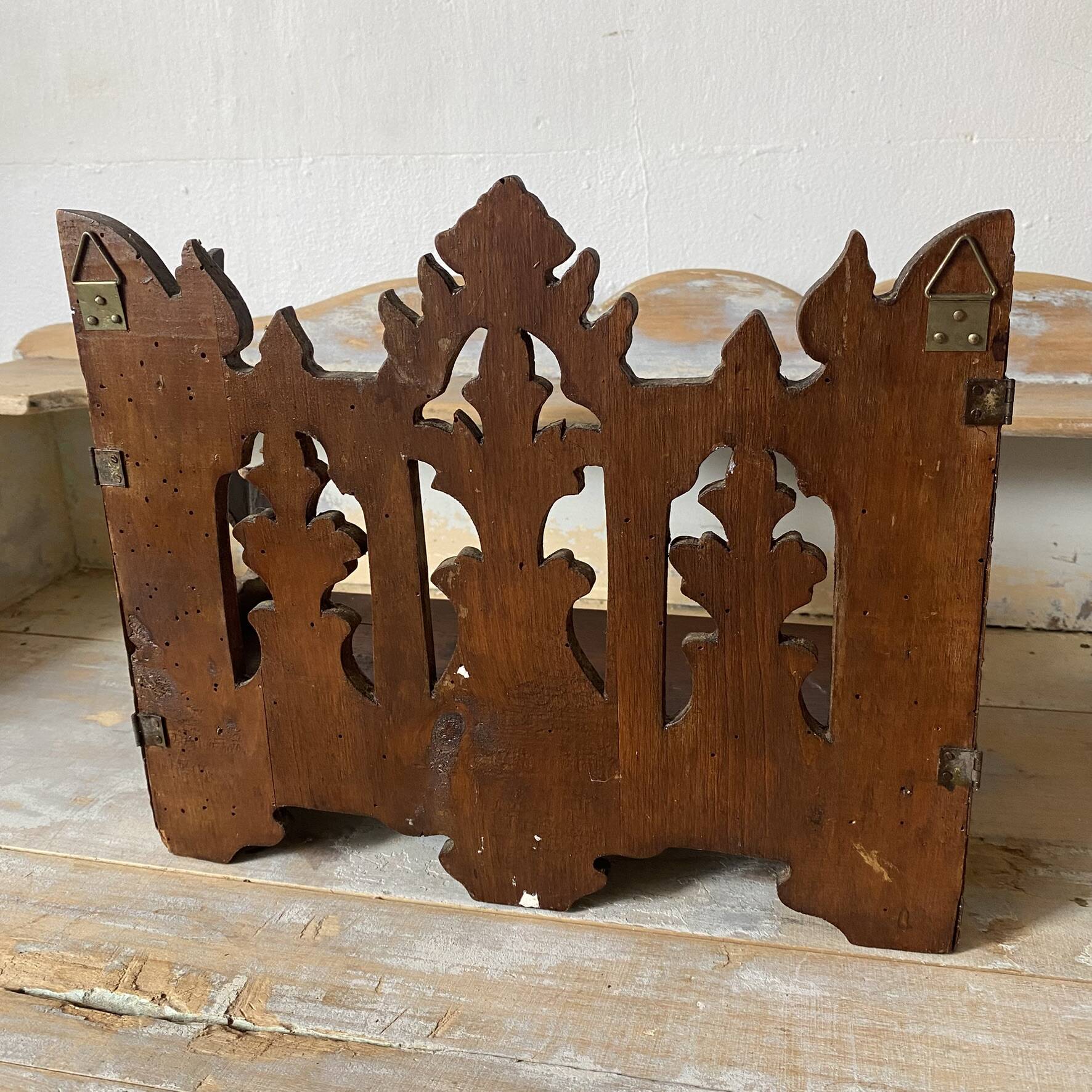 antique wall shelf gothic style openwork wood