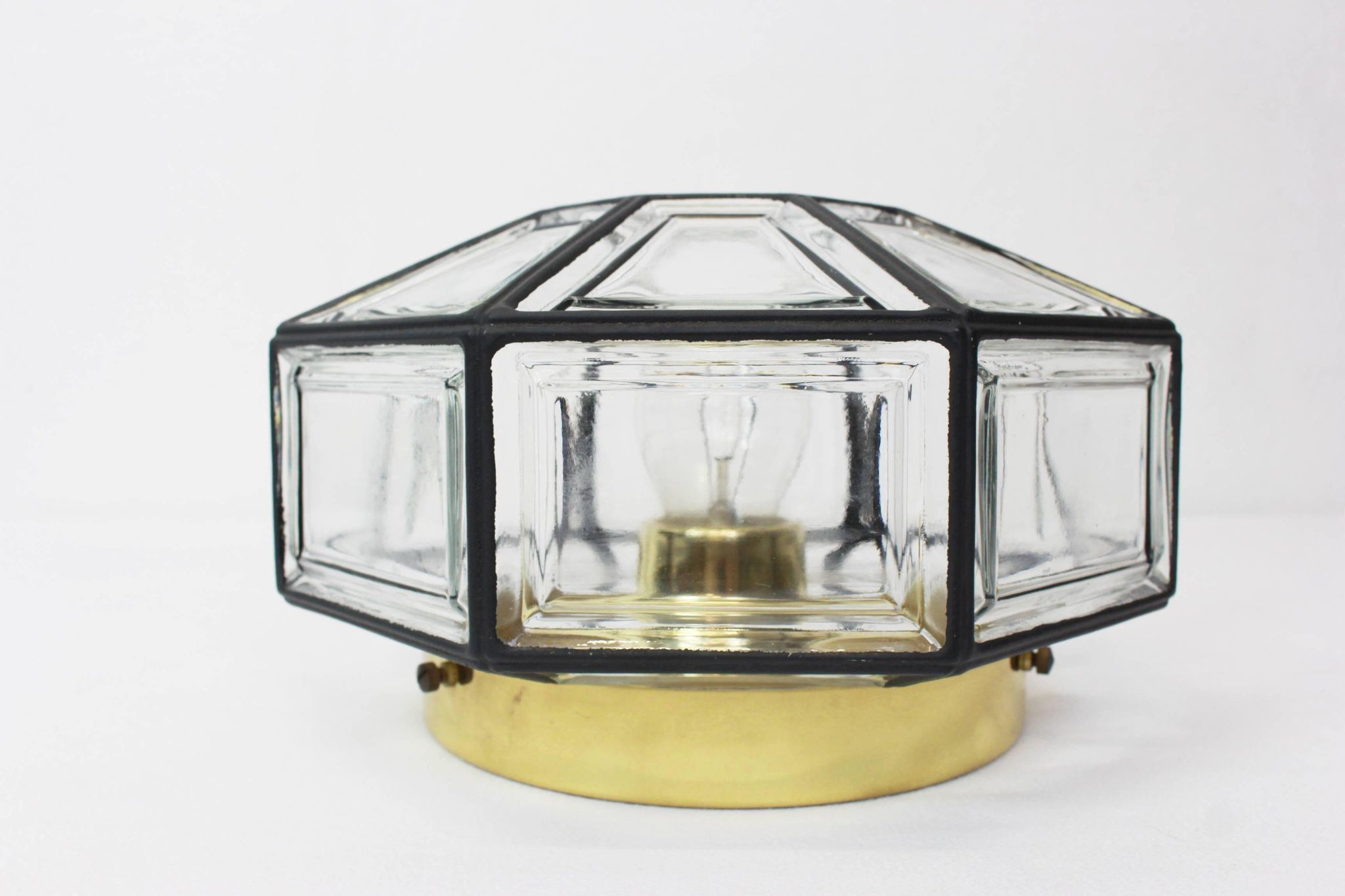 IRon and clear glass ceiling lights by Limburg, Germany, 1960s