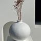 Handcrafted terracotta ball vase painted white H:24 D:26