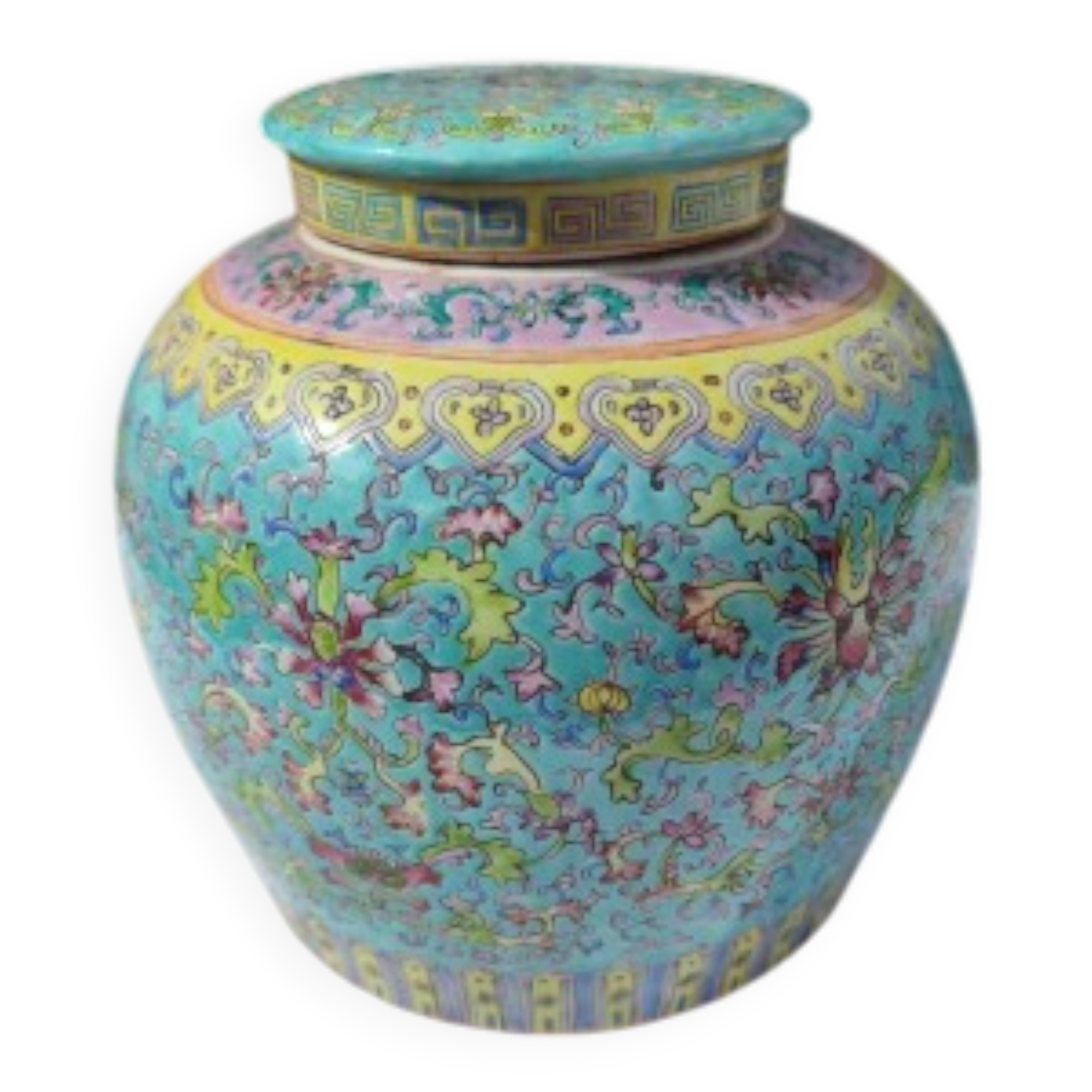 Ginger jar in Chinese glazed earthenware