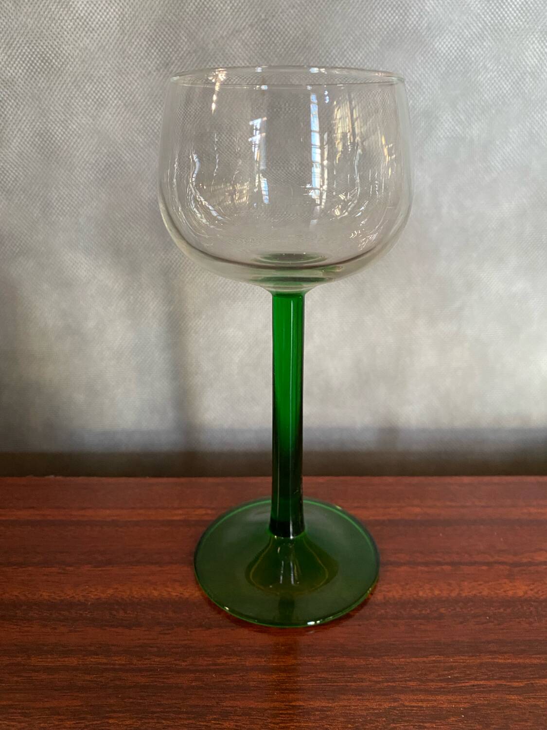 Set of 5 alsace balloon wine glasses vintage green glass