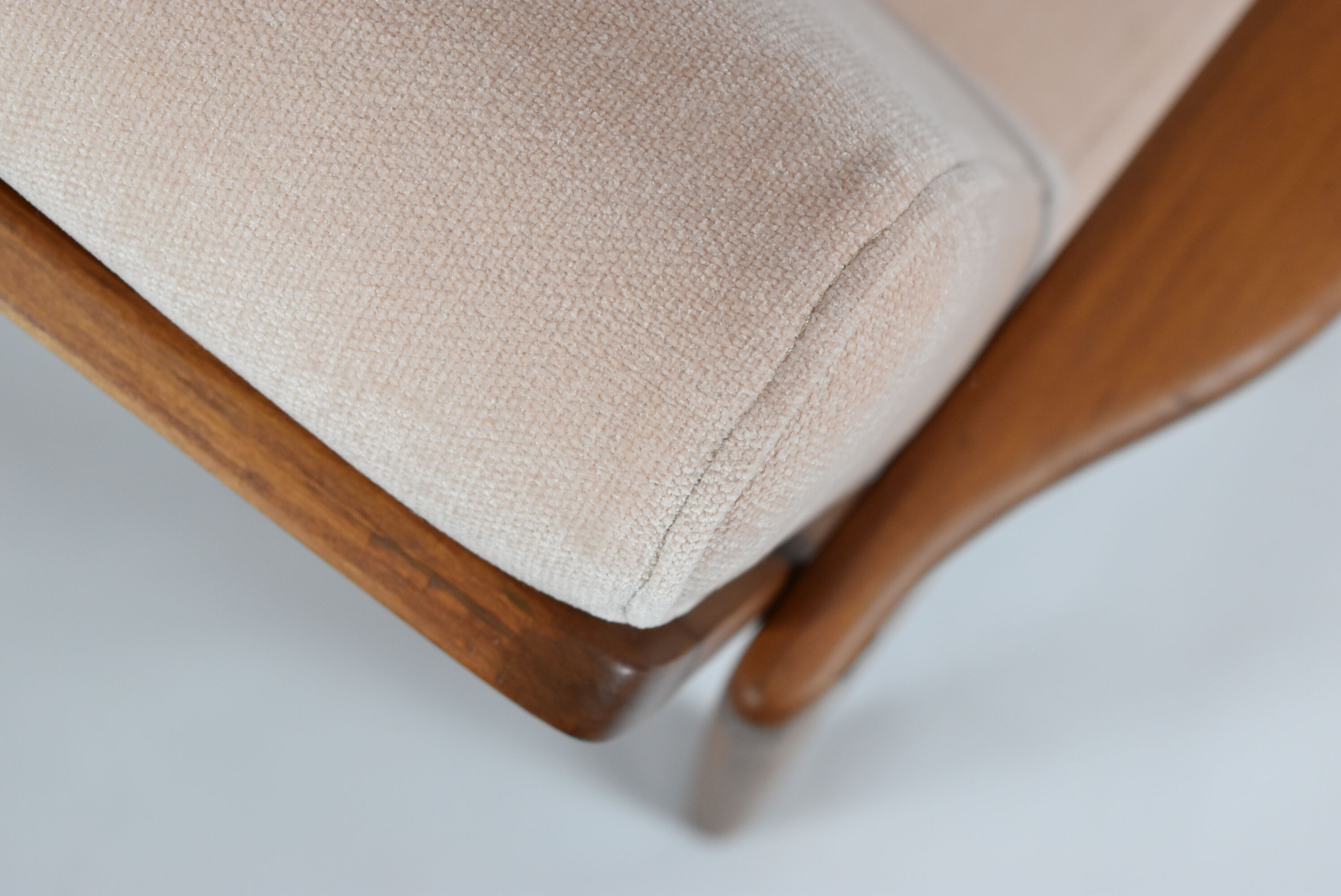 Scandinavian armchair Bączyk, polish icon, restored, powder pink, teak
