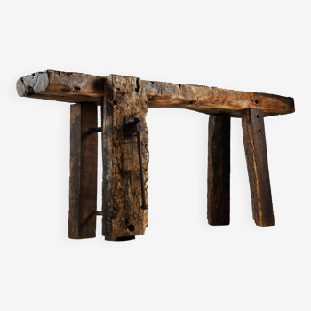 Wooden workbench with patina of time