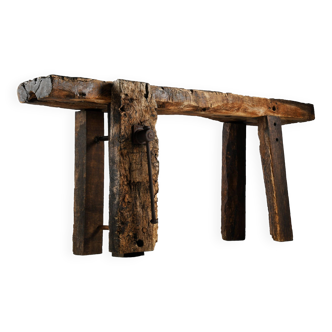 Wooden workbench with patina of time