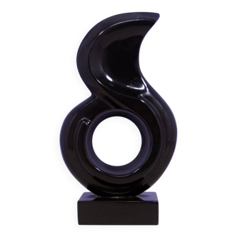 vintage black granite statue by Leonardo Nierman