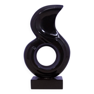 statue vintage en granit noir de Leonardo Nierman