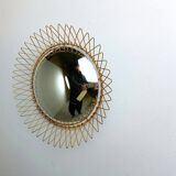 Vintage Bohemian golden sunburst mirror, 1960s