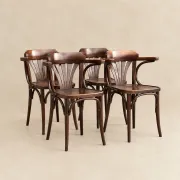 Set of 4 vintage bentwood bistro chairs with armrests – Styl