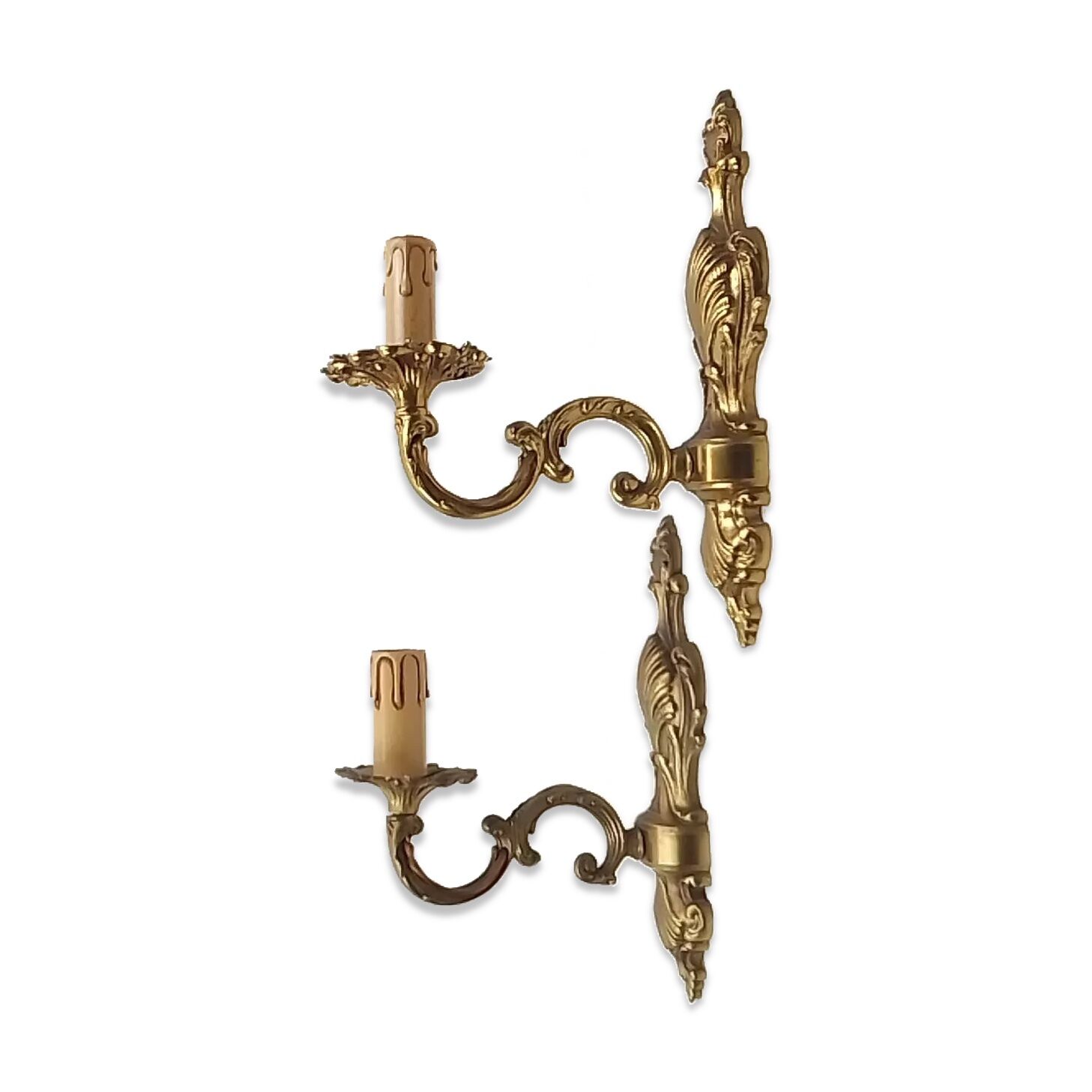 Pair of brass sconces 1 branch 29 cm