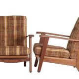 Paire de fauteuils bas en chêne 1950