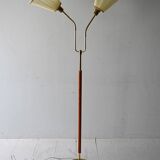 1950s Scandinavian teak and brass floor lamp