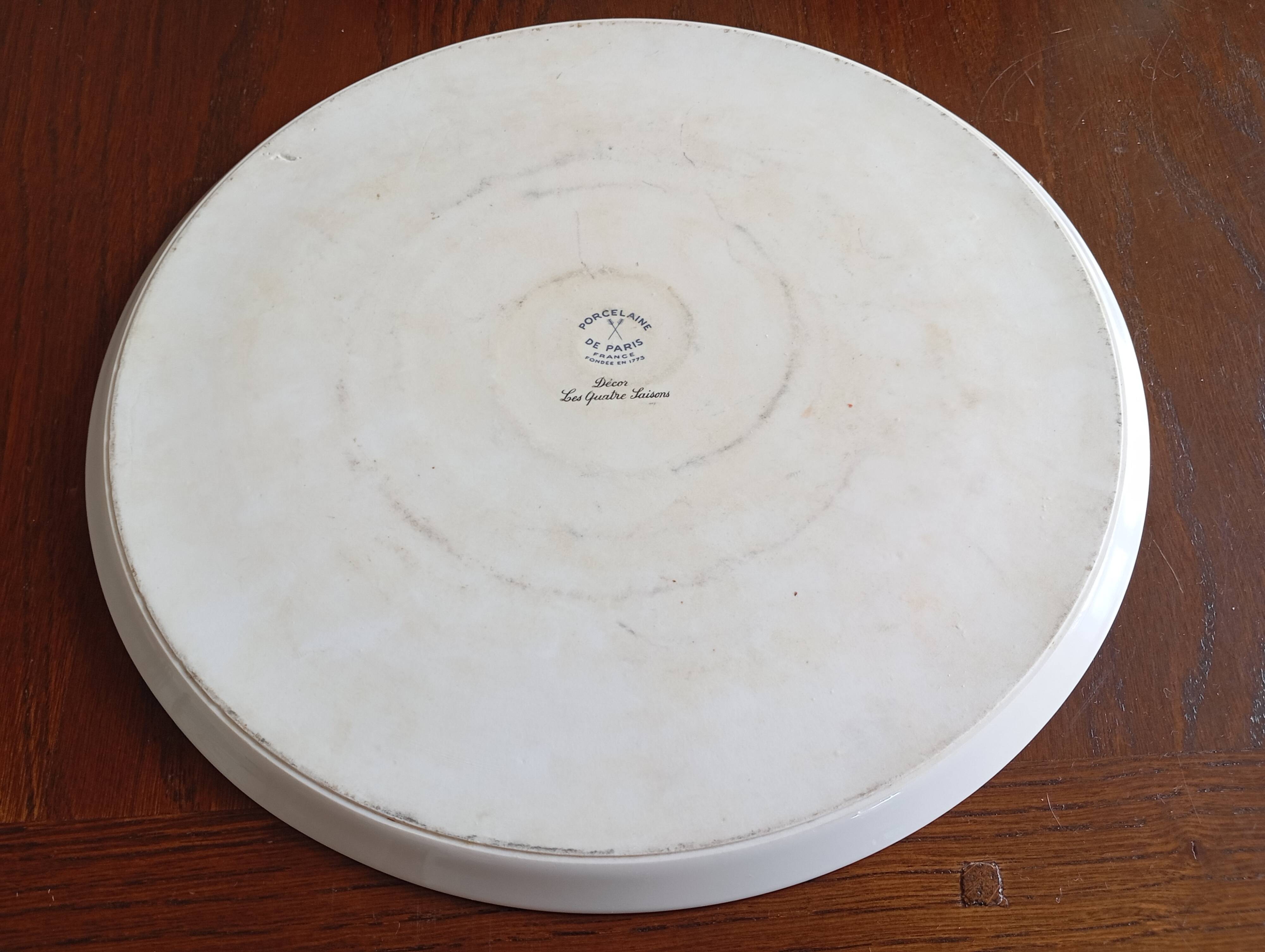 Dish & 12 dessert plates Porcelain of Paris "The Four Seasons"