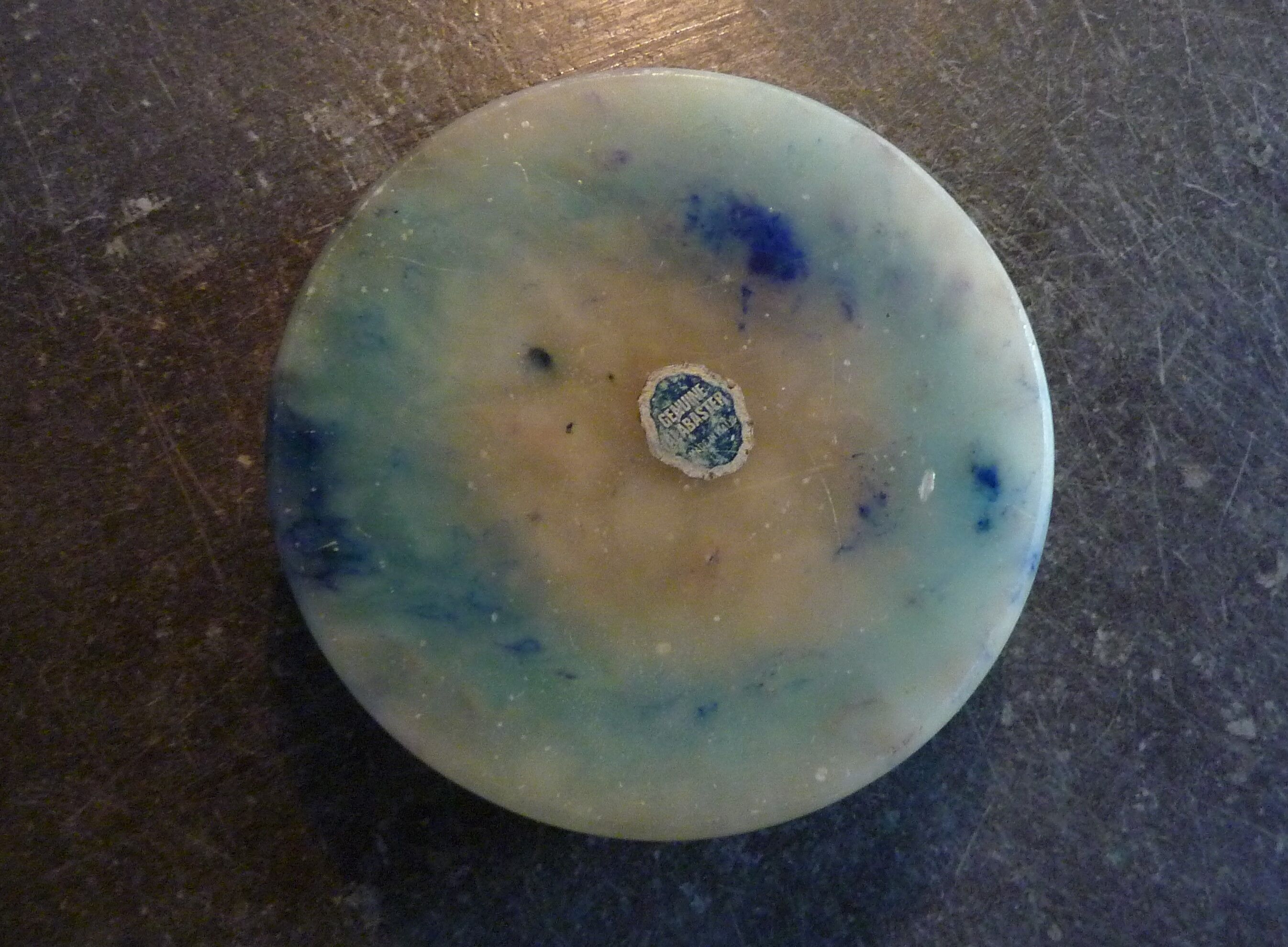 Alabaster and brass ashtray, Genuine Alabaster, vintage Italian circa 1960