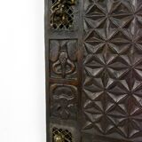 African door in carved wood and bronze of village chief Baboun, Cameroon, early 20th century