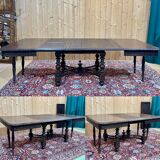 Oak dining table with beech base and 3 extensions