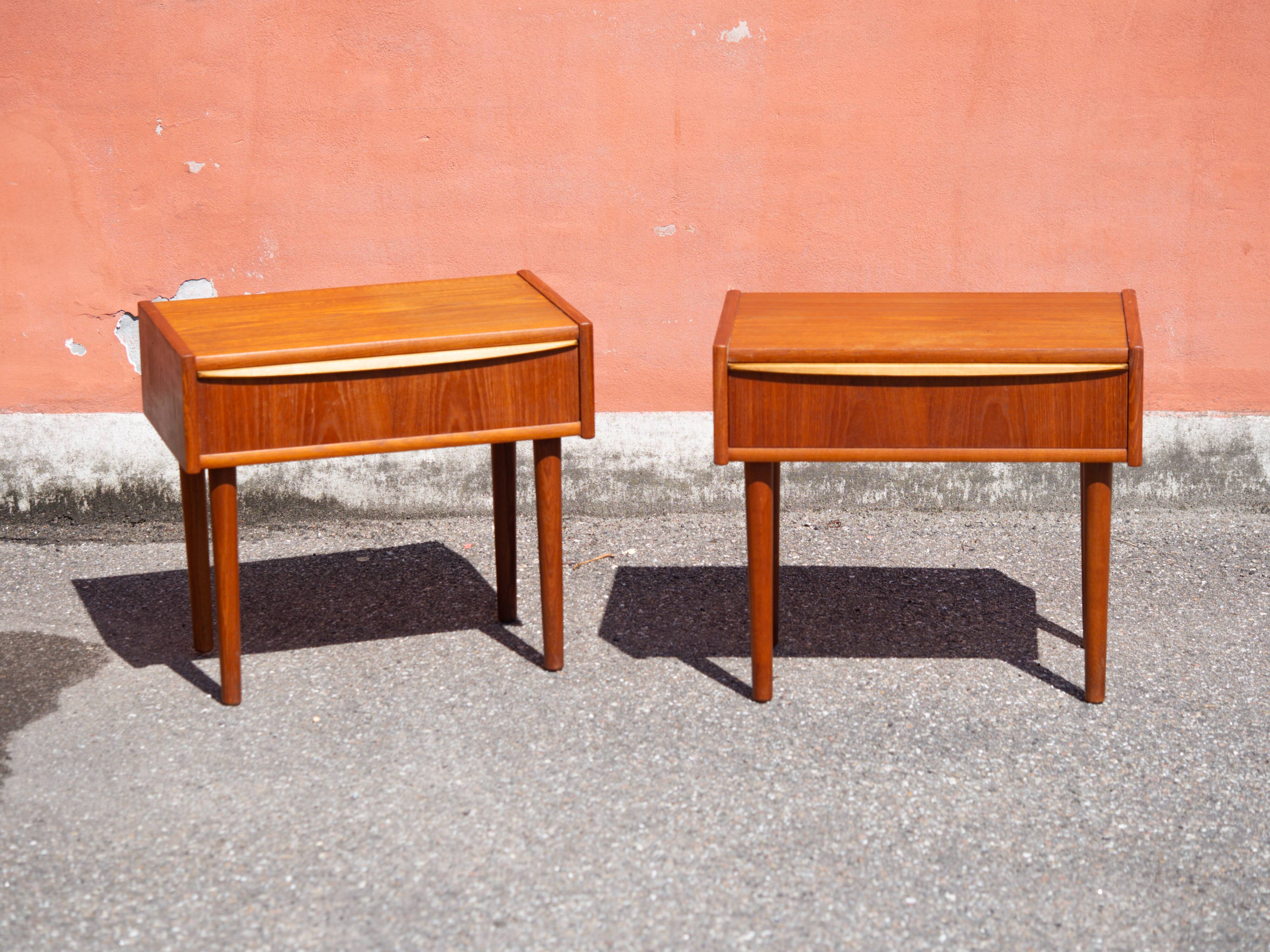 Pair of 2 Danish vintage nightstands from 1960s