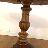 Oval wooden pedestal table, violin table on three legs, Napoleon III style