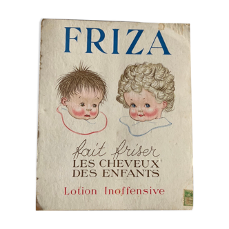 Publicité cartonnée lotion Friza, année 1940/1950