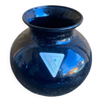 Vintage Black Inlaid Glass Vase International Design LA GALLERIA