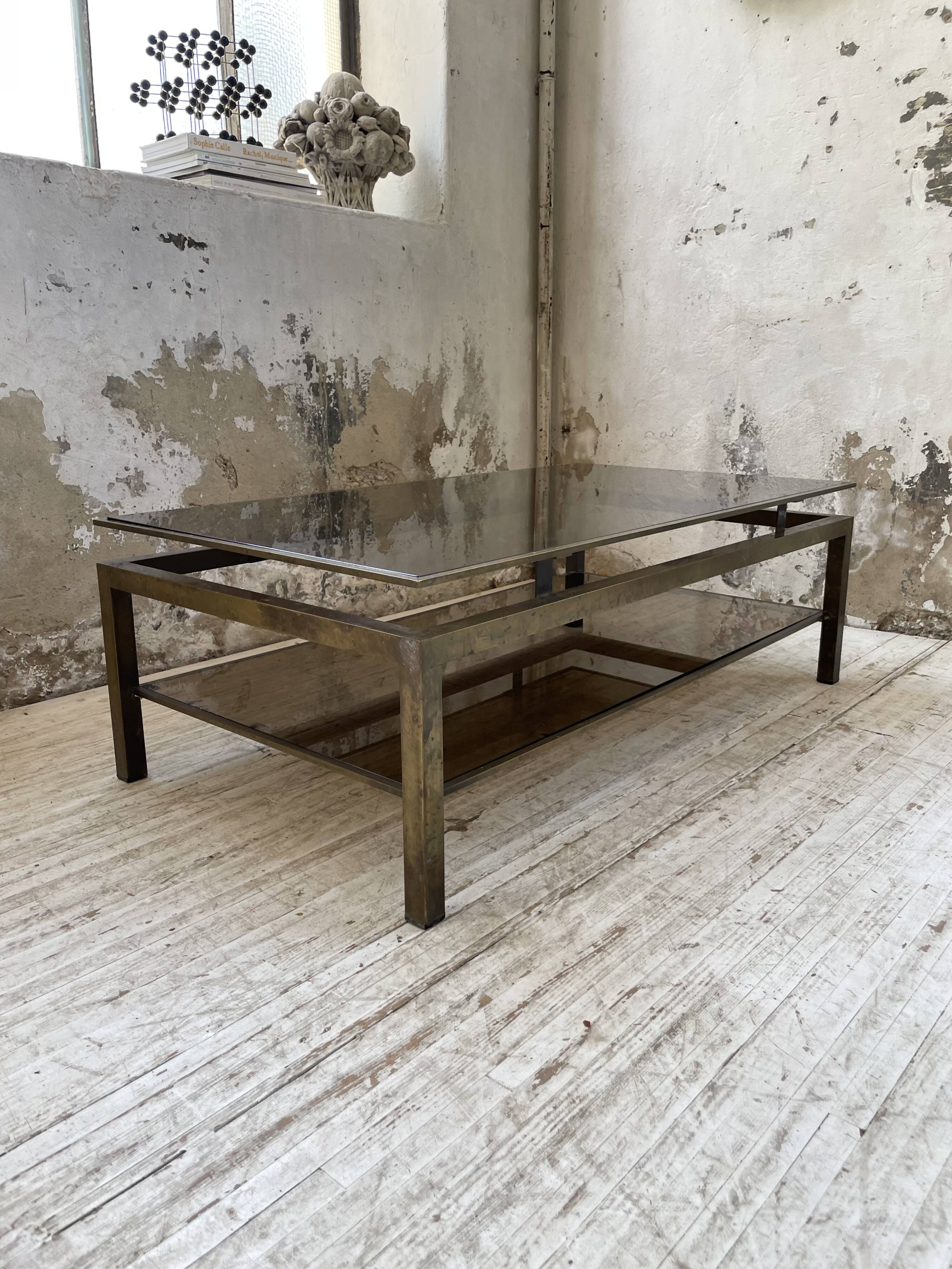 Brass coffee table attributed to Guy Lefevre for Maison Jansen