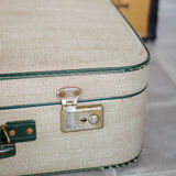 Old cream and green coloured suitcase