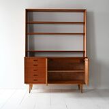 Vintage Scandinavian teak bookcase with drawers