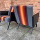 Paire de fauteuils "feu" des années 80