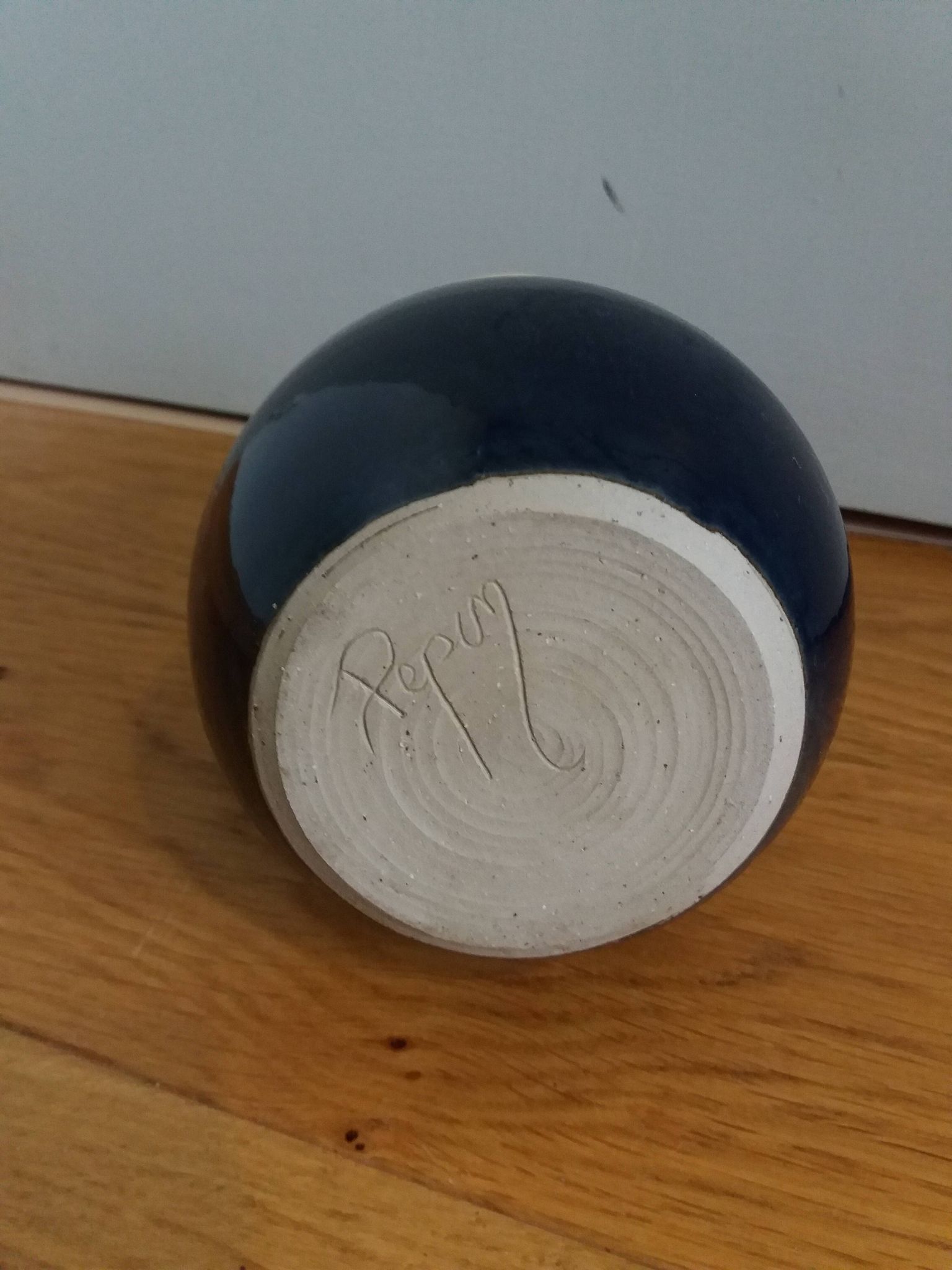 Handcrafted stoneware vase signed Eric Pepin