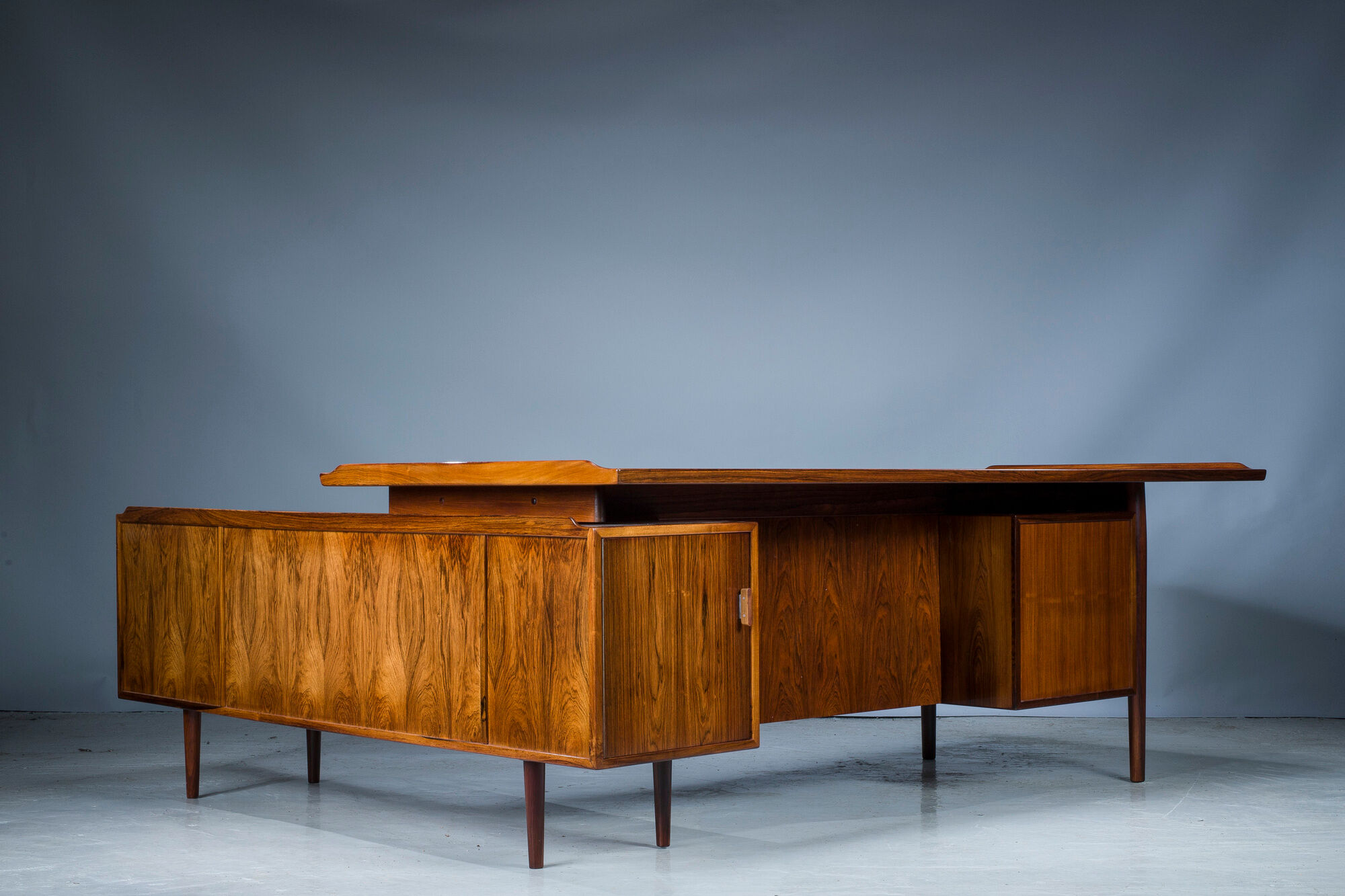 Executive Desk with Sideboard in Rosewood by Arne Vodder for Sibast Møbelfabrik, Denmark, 1950s